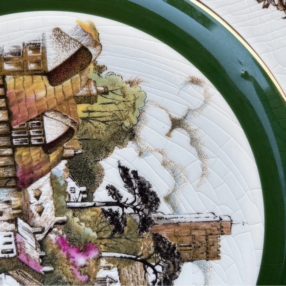 Vintage WOOD & SONS “ASCOT Village”, Set Of 4 wall Plates England